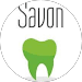 A green tooth with the word savon underneath it.